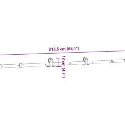 vidaXL Doos met onderdelen voor schuifdeur 213,5 cm staal zwart