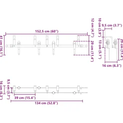 vidaXL Doos met onderdelen voor schuifdeur 152,5 cm staal zwart