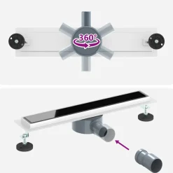 vidaXL Doucheafvoer Glasdeksel met 360° Sifon Zwart 50 cm