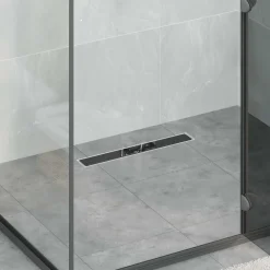 vidaXL Doucheafvoer Glasdeksel met 360° Sifon Zwart 50 cm