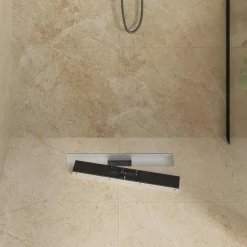 vidaXL Doucheafvoer met Glazen Deksel Zwart 50 cm Roestvrij staal 304