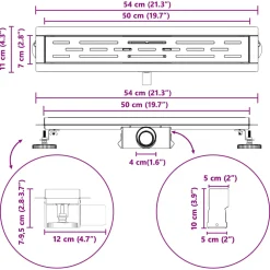 vidaXL Doucheafvoer met Lijndesign Zilver 50 cm Roestvrij staal 304