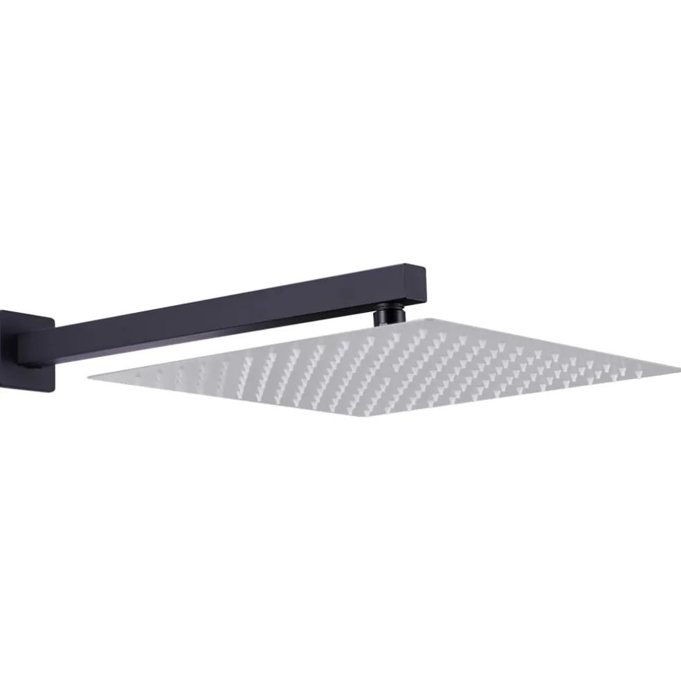 vidaXL Douchearm vierkant 30 cm roestvrij staal 201 zwart