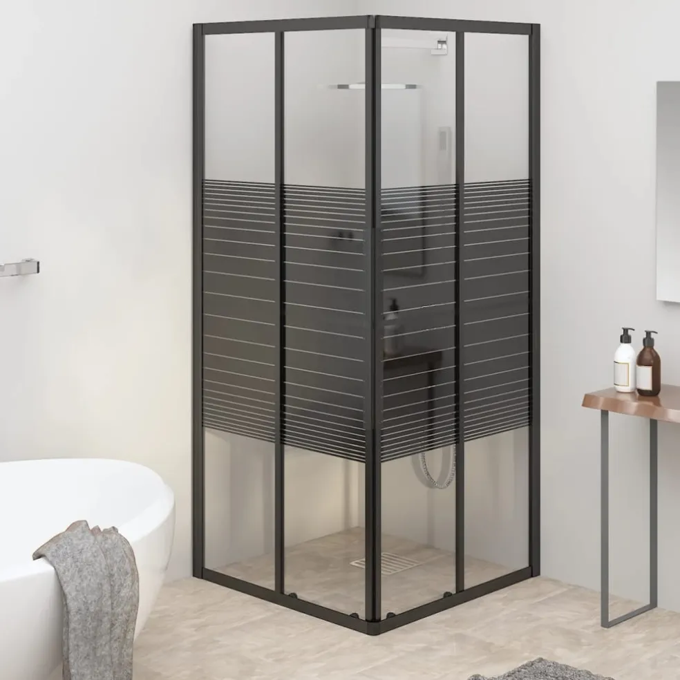 vidaXL Douchecabine strepen 80x80x180 cm ESG zwart