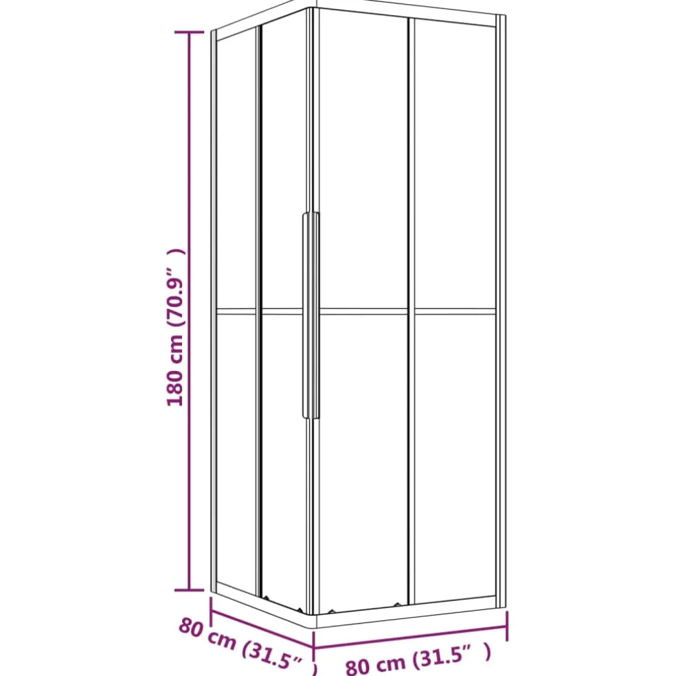 vidaXL Douchecabine strepen 80x80x180 cm ESG zwart