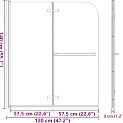 vidaXL Douchecabines zilver 120 x 140 cm Gelaagd Glas en Aluminium