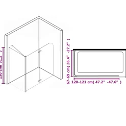 vidaXL Douche klapwand 120x68x130 cm ESG
