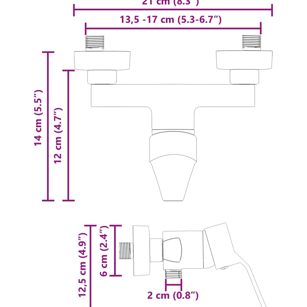 vidaXL Douchemengkraan Zwart G 1 / 2 inch Koper
