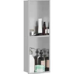 vidaXL Douche Niche zilver 60 x 20 x 9,5 cm Roestvrij staal