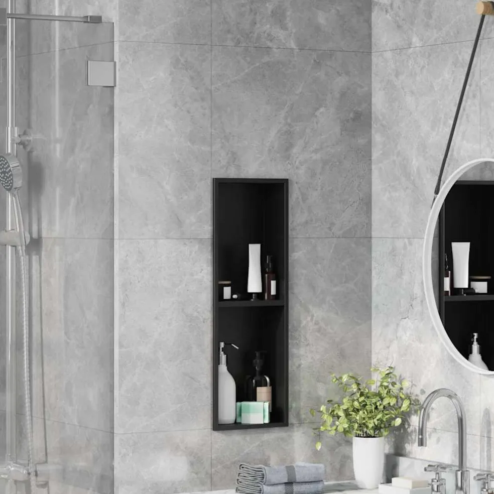 vidaXL Douche Niche Zwart 60 x 20 x 9,5 cm Roestvrij staal