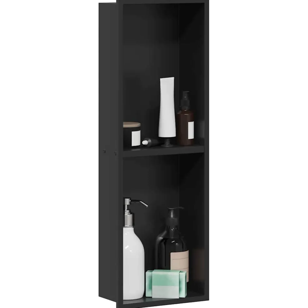 vidaXL Douche Niche Zwart 60 x 20 x 9,5 cm Roestvrij staal