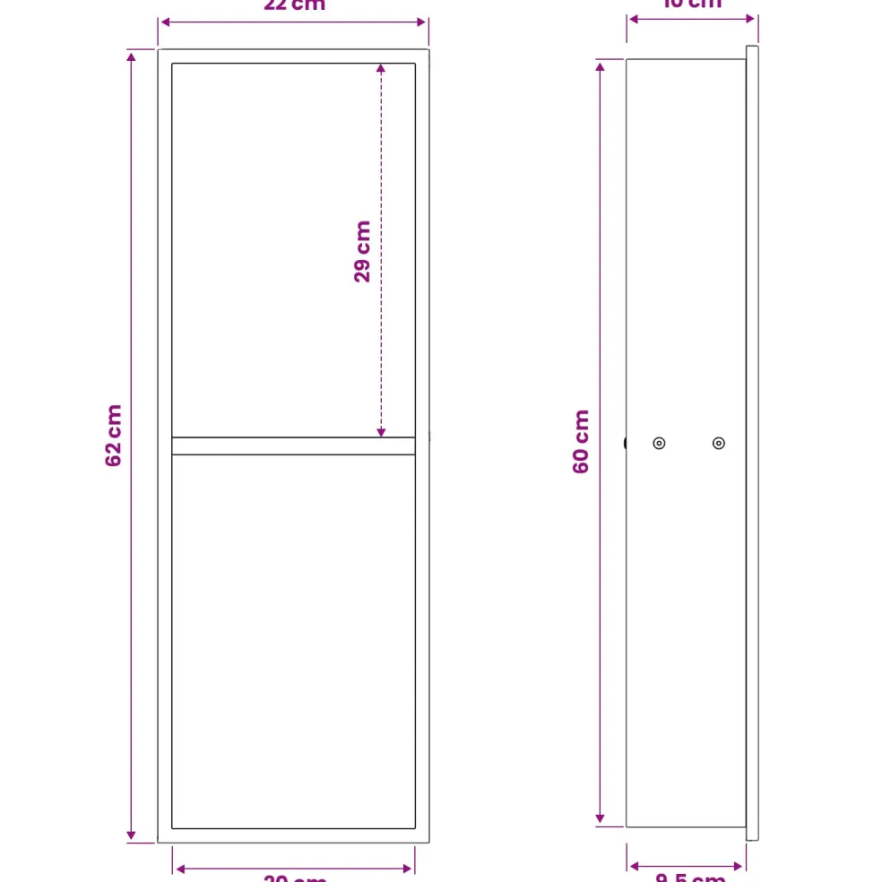 vidaXL Douche Niche Zwart 60 x 20 x 9,5 cm Roestvrij staal