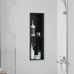 vidaXL Douche Niche Zwart 60 x 20 x 9,5 cm Roestvrij staal