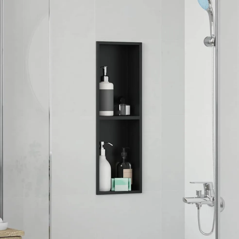 vidaXL Douche Niche Zwart 60 x 20 x 9,5 cm Roestvrij staal