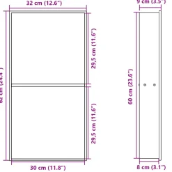 vidaXL Douchenis 32x62x9 cm roestvrijstaal matwit