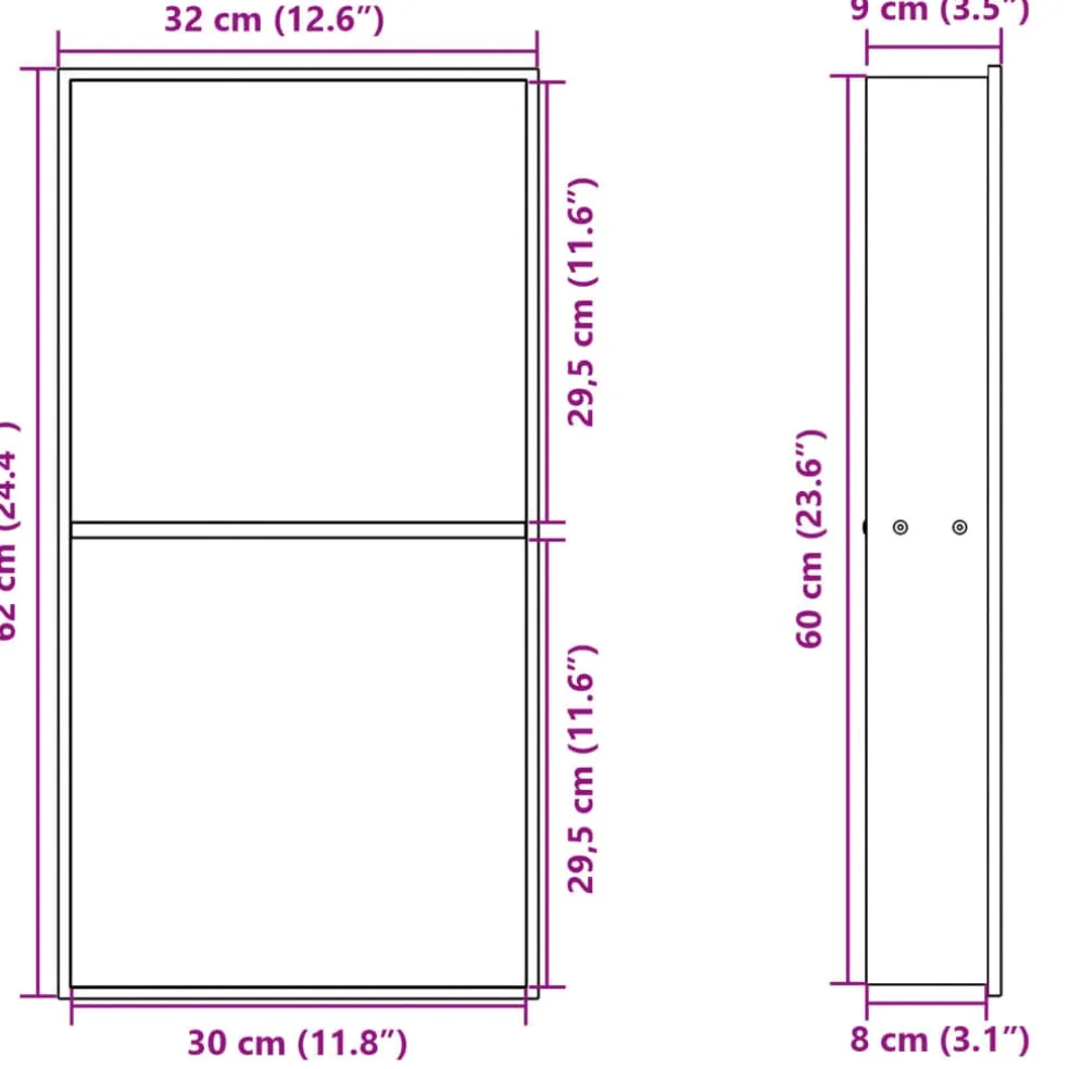 vidaXL Douchenis 32x62x9 cm roestvrijstaal geborsteld zilverkleurig