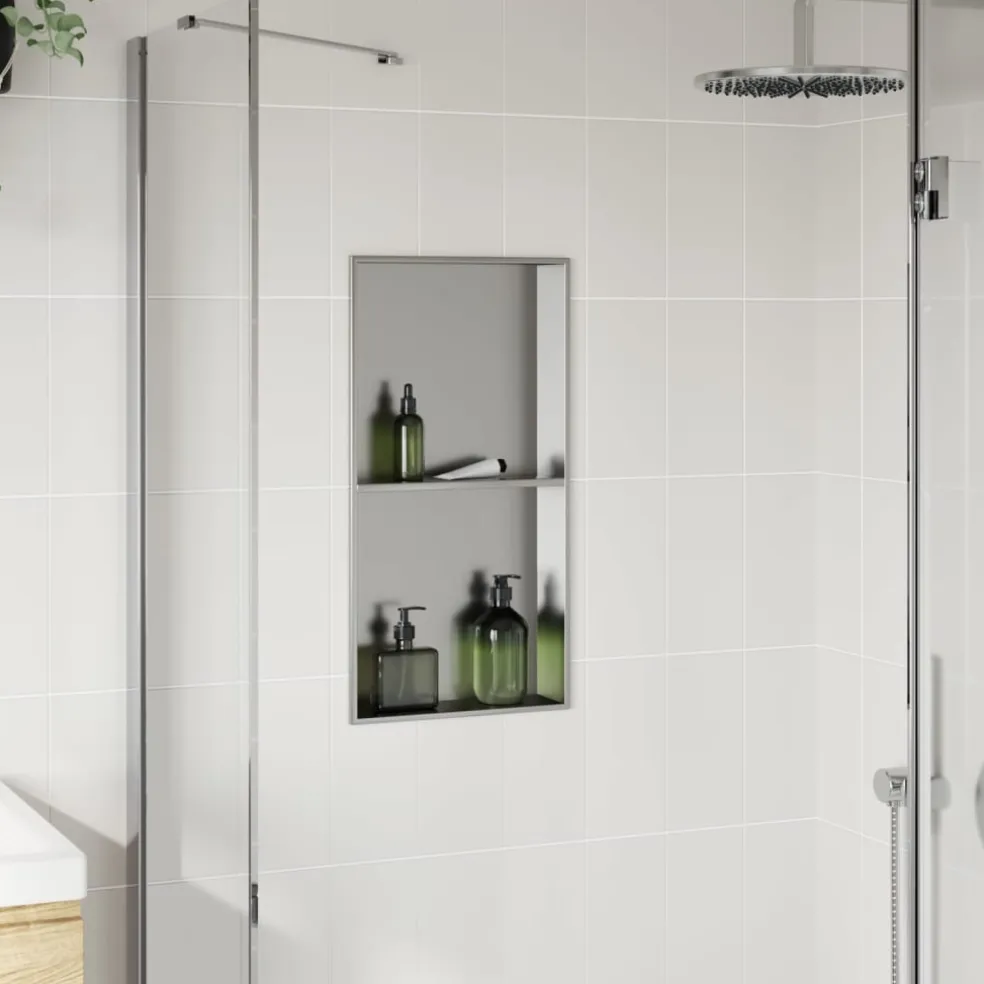 vidaXL Douchenis 32x62x9 cm roestvrijstaal geborsteld zilverkleurig