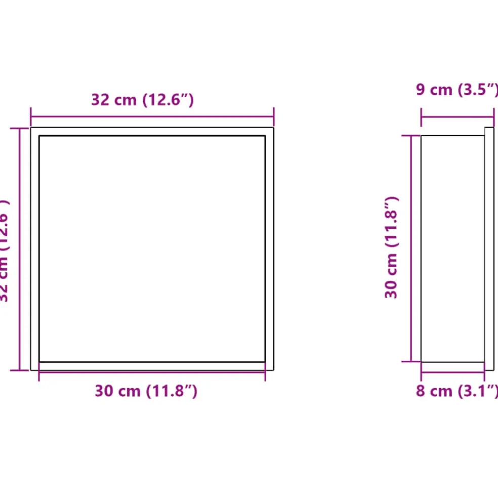 vidaXL Douchenis 32x32x9 cm roestvrijstaal matwit