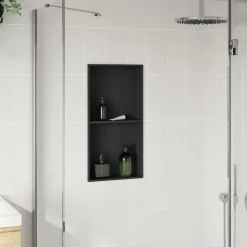 vidaXL Douchenis 32x62x9 cm roestvrijstaal matzwart