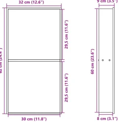 vidaXL Douchenis 32x62x9 cm roestvrijstaal matzwart