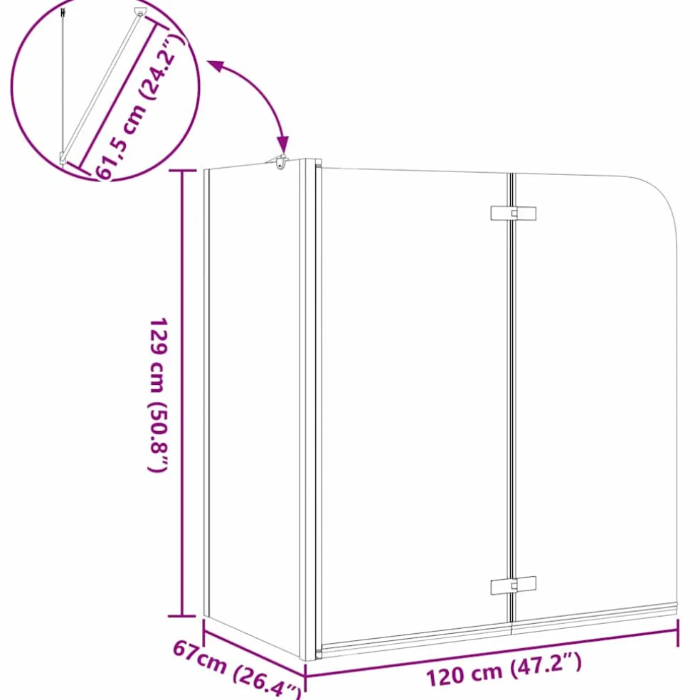 vidaXL Douche Omhulsel Zwart 120 x 68 x 130 cm ESG-glas en aluminium