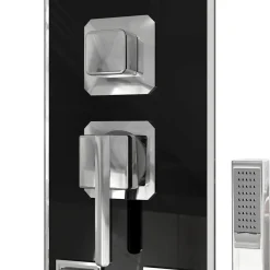 vidaXL Douchepaneel 18x45,5x130 cm glas zwart