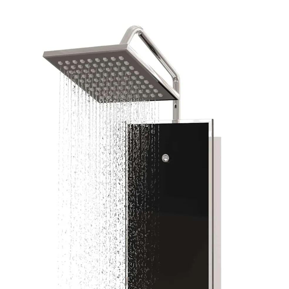 vidaXL Douchepaneel 18x45,5x130 cm glas zwart