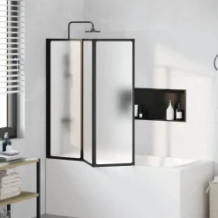 vidaXL Douchescherm Zwart 120 x 2 x 117 cm Aluminium en PP