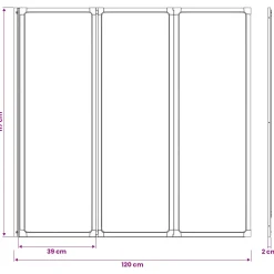 vidaXL Douchescherm Zwart 120 x 2 x 117 cm Aluminium en PP