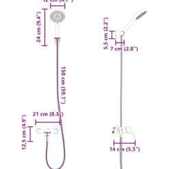 vidaXL Doucheset Zwart G 1 / 2 inch Koper