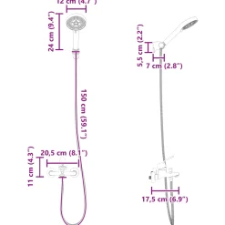vidaXL Doucheset Zwart G 1/2 inch