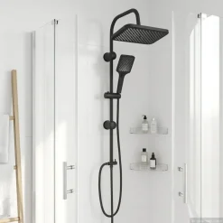 vidaXL Douche systeem met douchekop Zwart Roestvrij staal