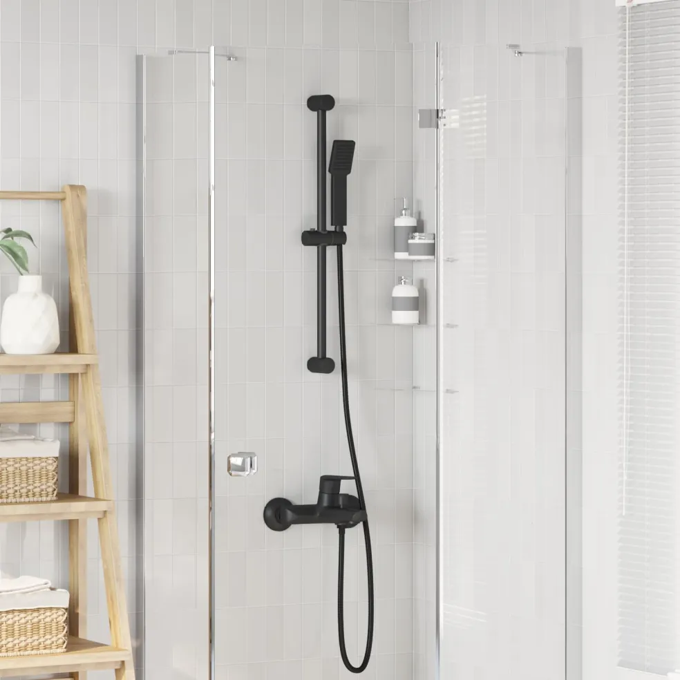 vidaXL Douchesysteem set Zwart 70 cm Roestvrij staal