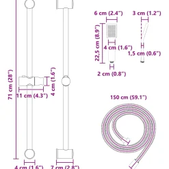 vidaXL Douchesysteem set Zwart 70 cm Roestvrij staal
