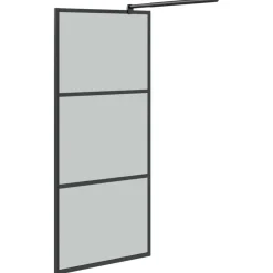 vidaXL Douchewanden Zwart 80 x 195 cm Glas en Aluminium