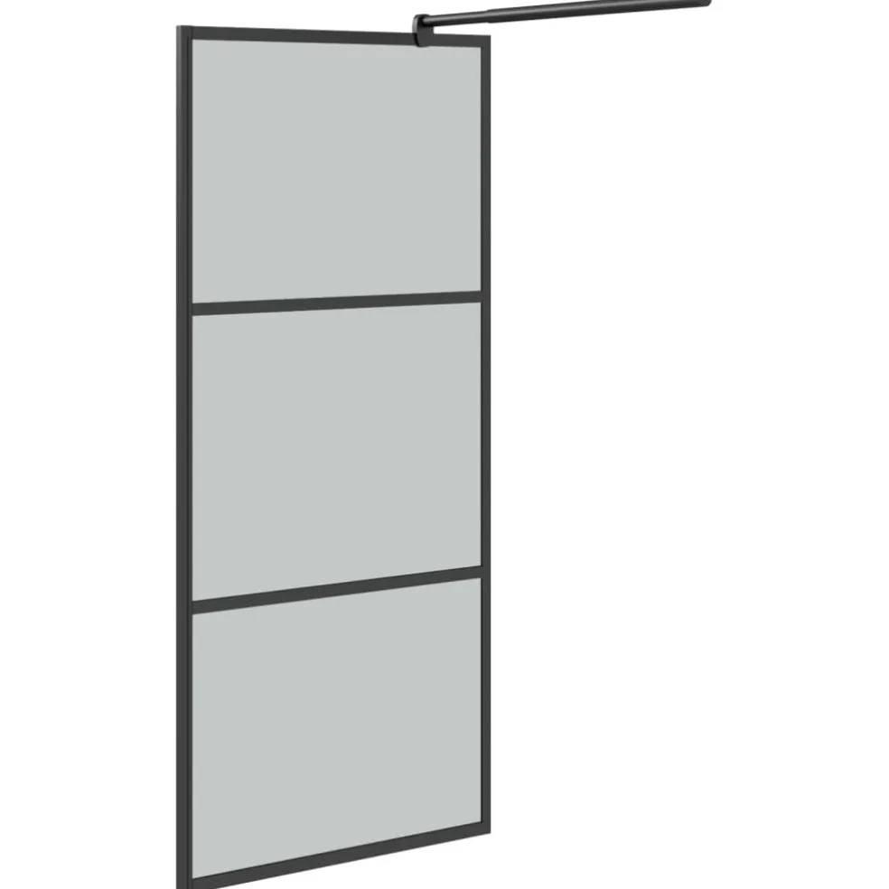 vidaXL Douchewanden Zwart 80 x 195 cm Glas en Aluminium