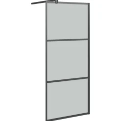 vidaXL Douchewanden Zwart 80 x 195 cm Glas en Aluminium