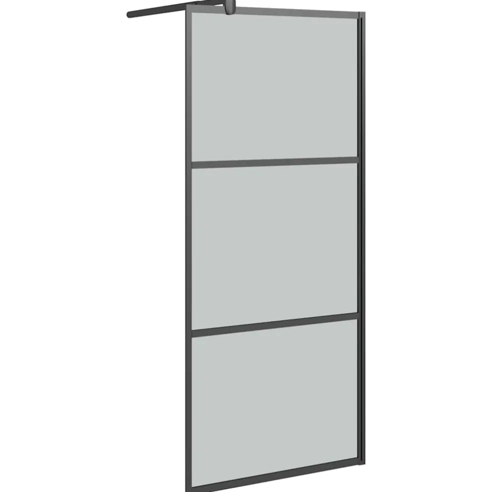 vidaXL Douchewanden Zwart 80 x 195 cm Glas en Aluminium