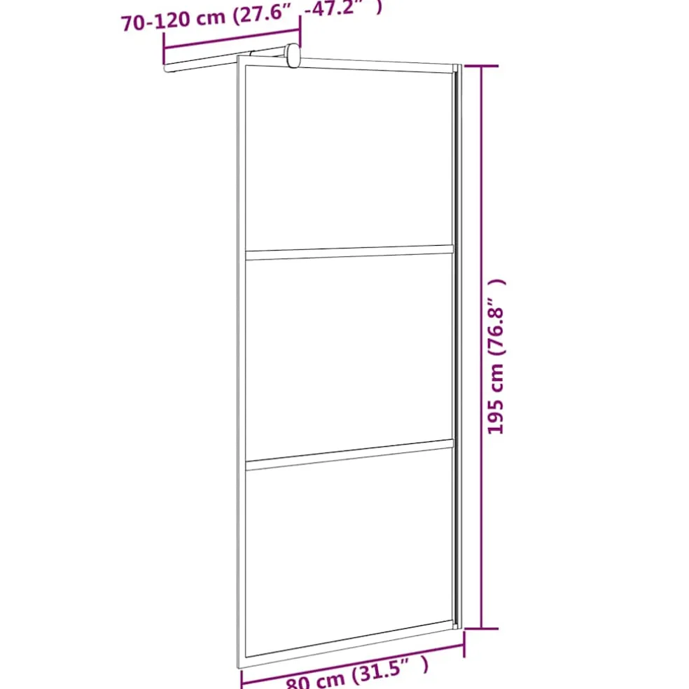 vidaXL Douchewanden Zwart 80 x 195 cm Glas en Aluminium