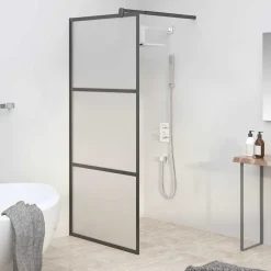 vidaXL Douchewanden Zwart 80 x 195 cm Glas en Aluminium