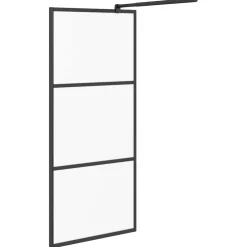 vidaXL Douchewanden Zwart 80 x 195 cm Glas en Aluminium