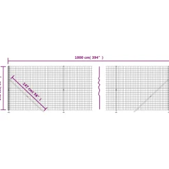 vidaXL Draadgaashek met flens 1,4x10 m antracietkleurig