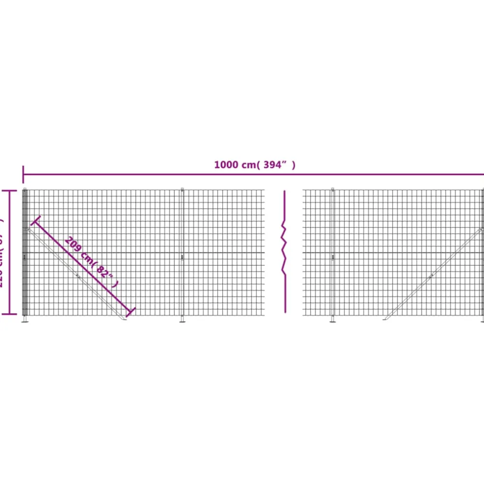 vidaXL Draadgaashek met flens 2,2x10 m groen