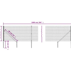 vidaXL Draadgaashek met grondankers 0,8x10 m antracietkleurig