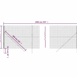 vidaXL Draadgaashek 2,2x10 m gegalvaniseerd staal antracietkleurig
