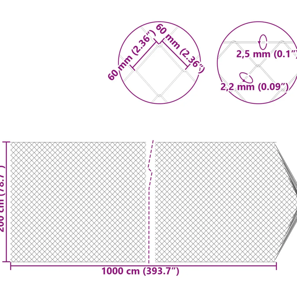 vidaXL Draadgaashek 2 x 10 m Staal Groen