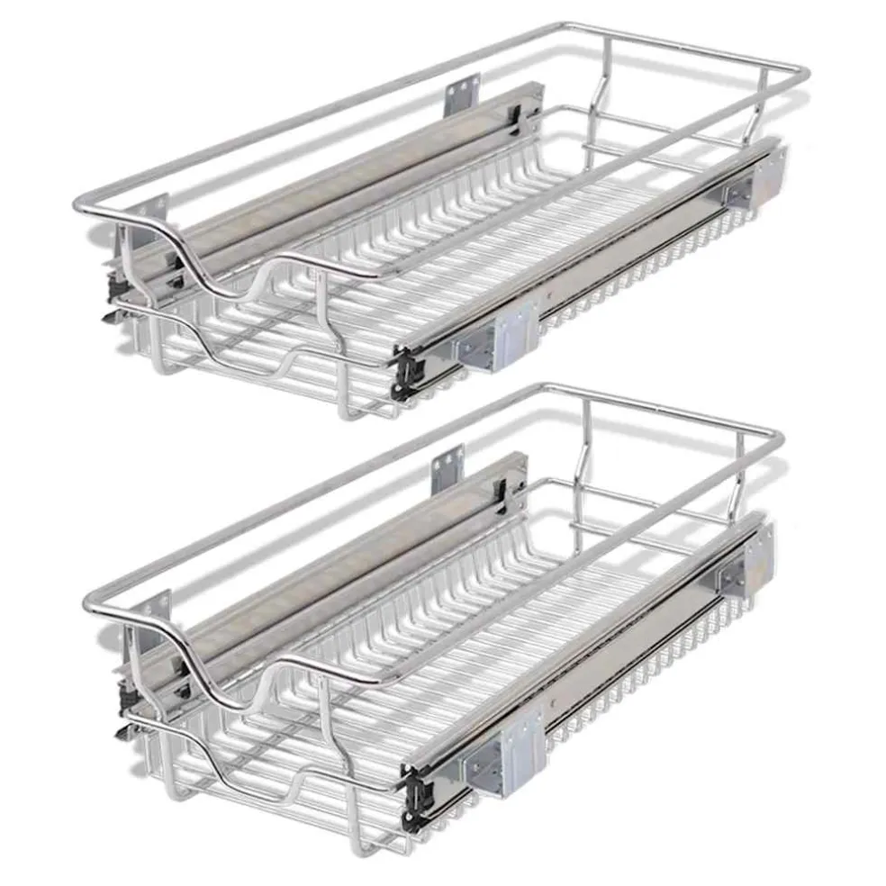 vidaXL Draadmanden uittrekbaar 2 st 300 mm zilverkleurig