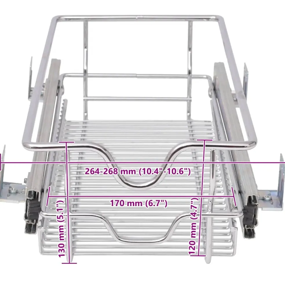 vidaXL Draadmanden uittrekbaar 2 st 300 mm zilverkleurig