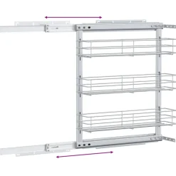 vidaXL Draadmand uittrekbaar 3-laags 47x15,5x55,5 cm zilverkleurig