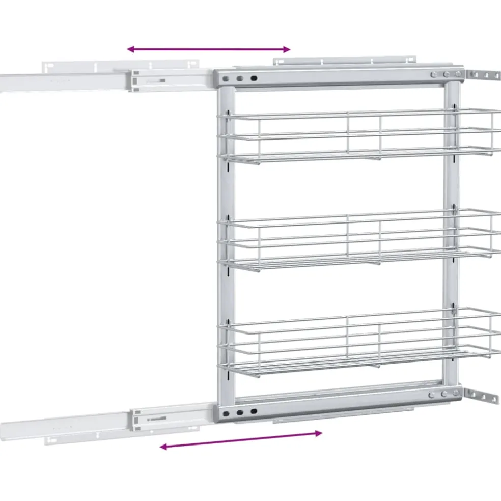 vidaXL Draadmand uittrekbaar 3-laags 47x15,5x55,5 cm zilverkleurig